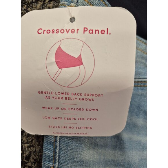 Isabel Maternity By Ingrid & Isabel Midi Short With Crossover Panel Denim Shorts - Picture 4 of 7